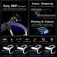 New HOT Business Smart Glasses Men 800W 4K HD Camera 1080P Shooting Action Capture AI Chat Call Waterproof Windproof Sunglasses - Image 2
