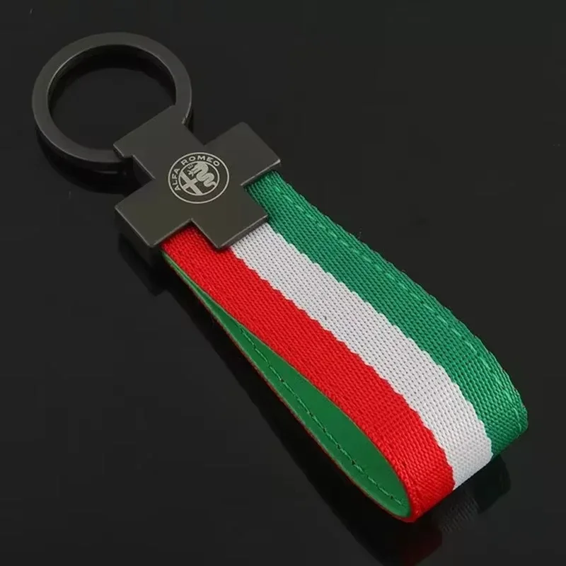 Luxury Leather Car Badge Keychain with Alfa Romeo Logo