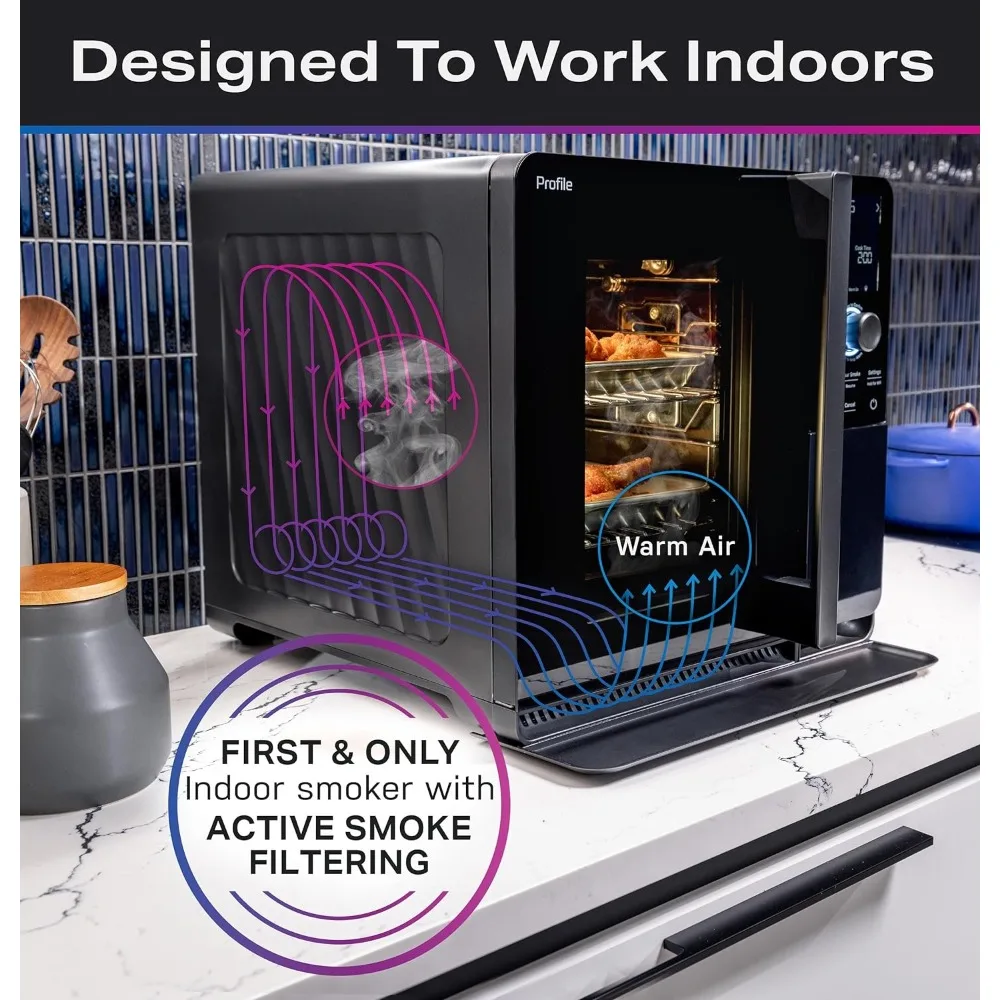 Profile Smart Indoor Smoker with Active Smoke Filtration, Precision Smoke Control, 5 Settings