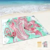 Beach Blanket Waterproof Sandproof,Blue Marble Black Picnic Rugs with Sand Pockets and Stakes,Marbling Outdoor Pad for Seaside 5