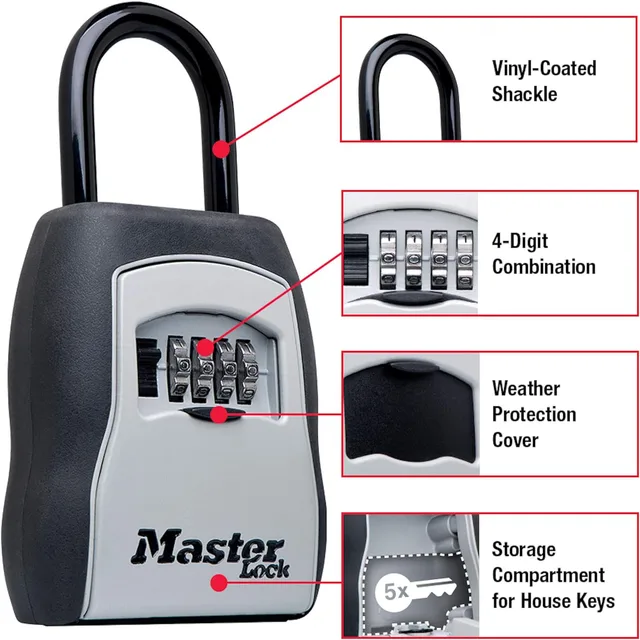 Master Lock Key Lock Box Outdoor Lock Box for House Keys Key Safe with Combination Lock Stainless Steel Password Key Box 2