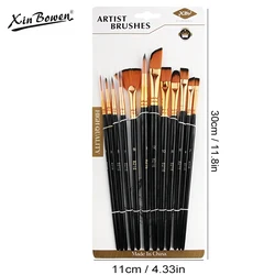12 PCS Nylon Bristle Art Brush Set for Watercolors, Oils, and Acrylics (12 PCS)