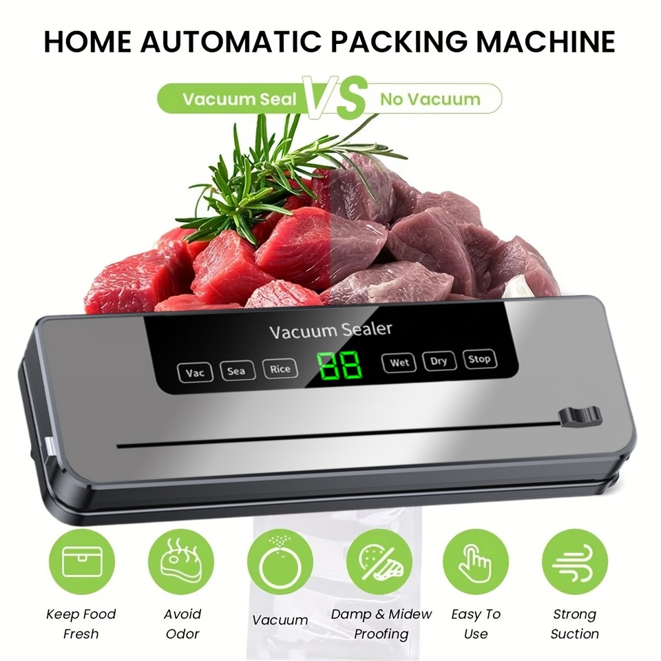 Electric Vacuum Sealer Machine Dry/Wet Food Packaging Vacuum Sealing Bags Food Storage Vacuum Packaging Machine For Kitchen Home