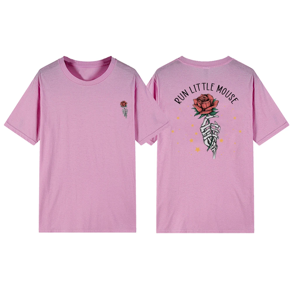 Run Little Mouse T-Shirt Haunting Adeline Tshirt Dark Romance Merch Women's Book Lover Gift Short Sleeve Rose Skeleton T Shirt 4