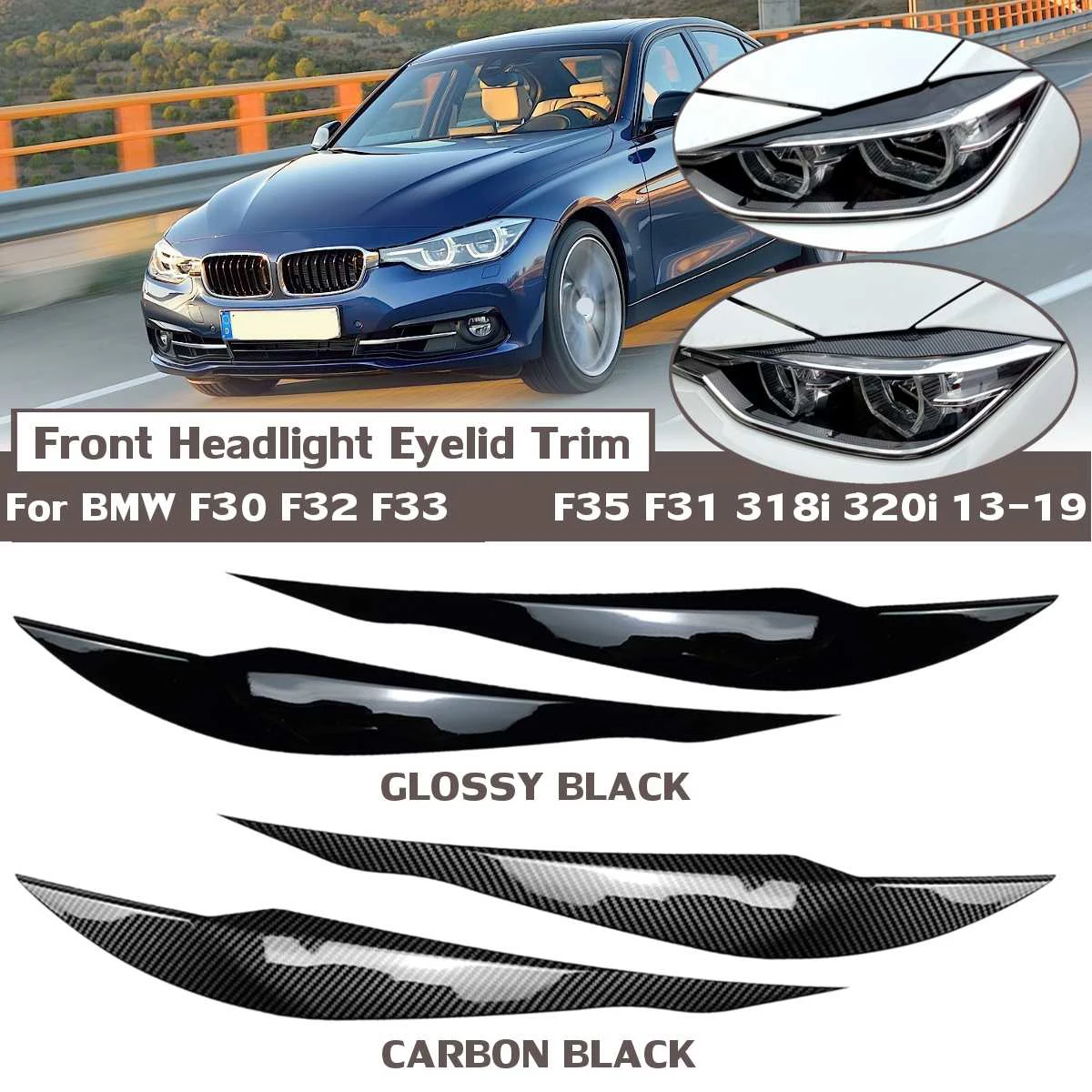 

2pcs ABS Gloss Black Evil Eye Eyebrows for BMW 3 Series F30 Sedan F31 Wagon MP 2011-2019 Car Headlight Eyelids Lids Accessories