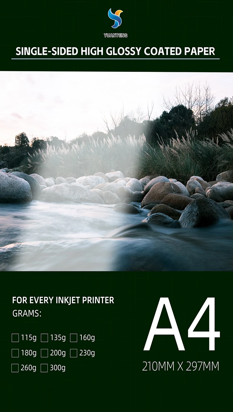 A4 단면 고광택 코팅 인쇄 용지, 모든 잉크젯 프린터용 사진 명함, Ablum 일러스트레이션 메뉴 탄창
