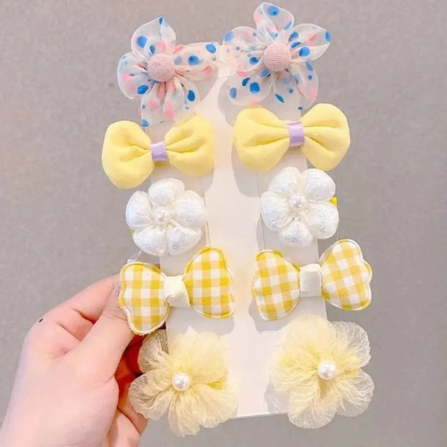 10 Pcs/1 Sets Kids Bow Hair Accessories For Girls Flowers Modeling Hair Clips Hairpin hair accessories