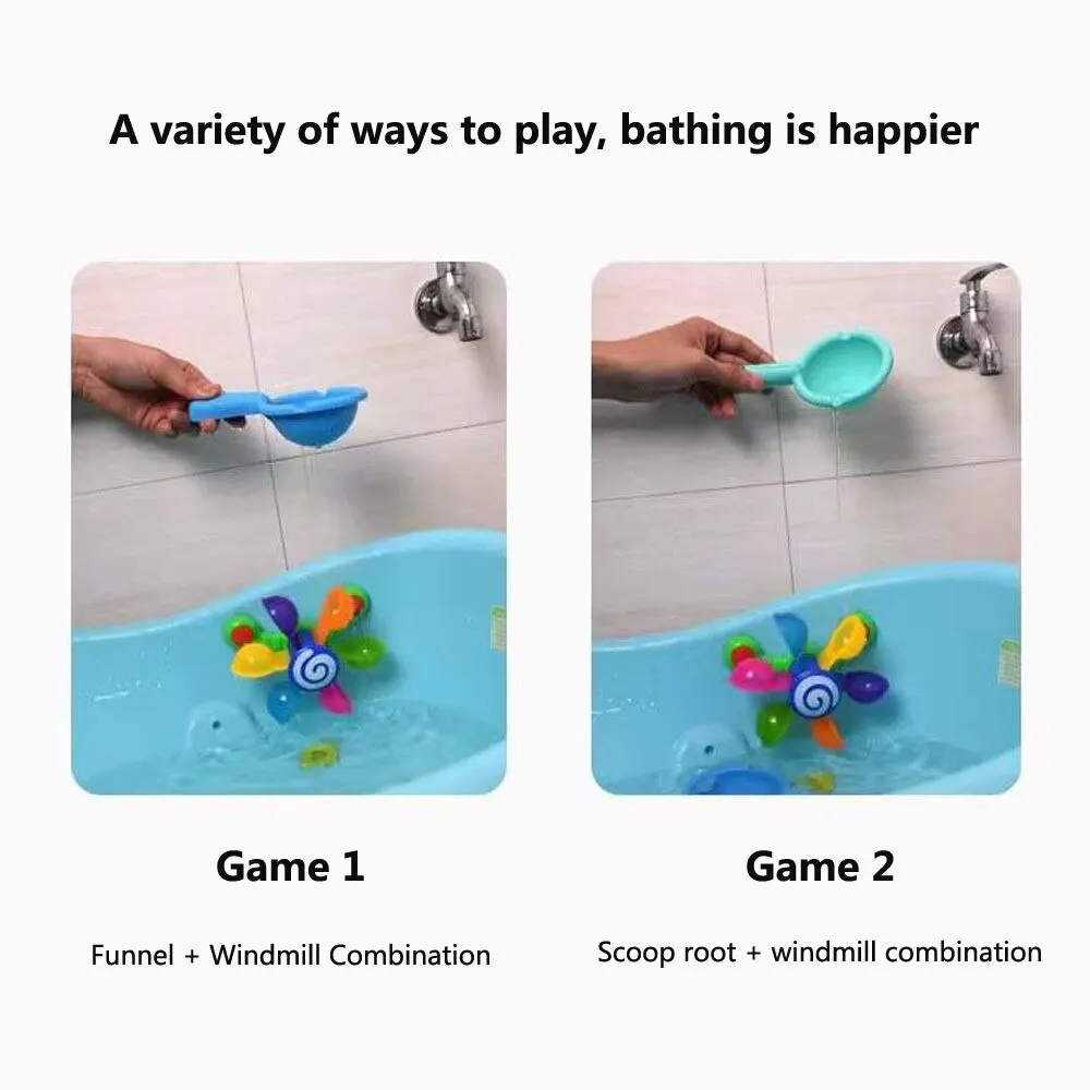 Colorful Waterwheel Bathing Sucker Baby Bath Toys Bathtub Water Spray Play Set Shower Sprinkler Toy For Kids 5