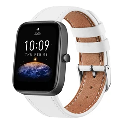 Elegant Leather Smartwatch Strap - Premium Multi - Model Fit Bracelet - 20mm (White)