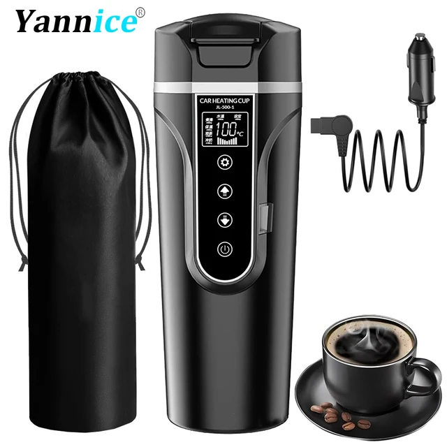 Bouilloire électrique Portable 12v/24v, tasse chauffante pour voiture intelligente, écran tactile, tasse thermique de 450ml, tasse chauffante pour voiture, température réglable 1