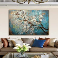Mintura,Large Handpainted Blue Tree Flower Oil Painting On Canvas,Morden Home Decoration,Art Poster,Wall Picture,Room Decor,Gift 5