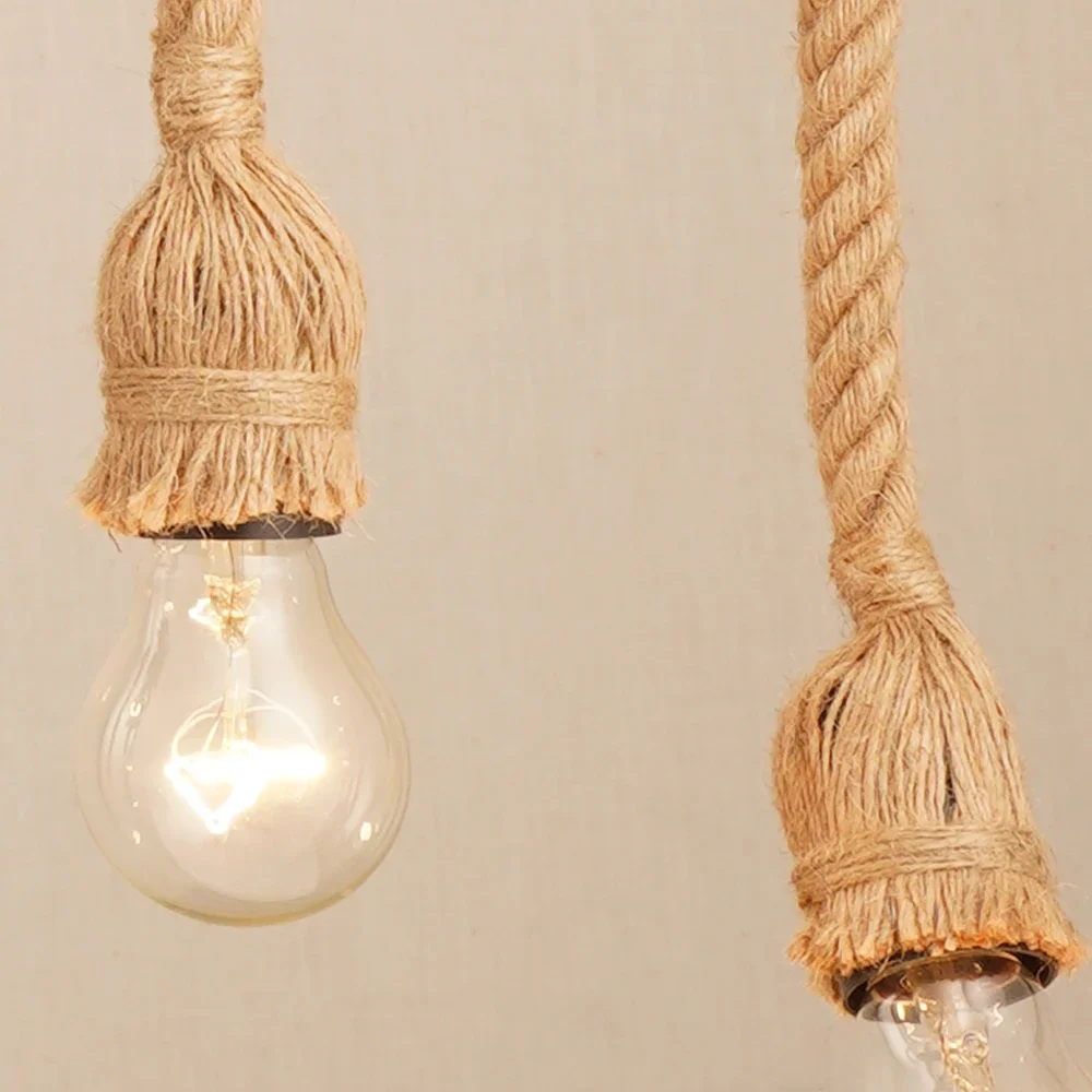 1/2/3/4/5 head vintage hemp rope pendant light retro loft industrial hanging lamp edison bulb lamp home light decoration 4