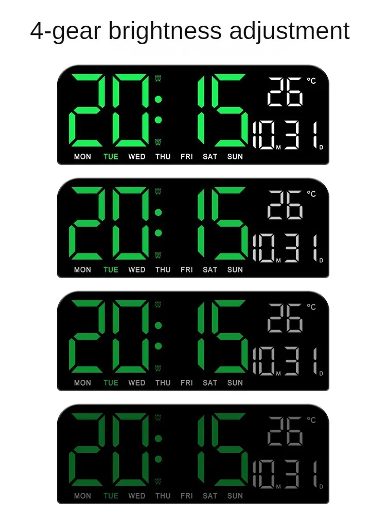 Large Digital Wall Clock Temperature and Date Week Display Night Mode Table Alarm Clock 12/24H Electronic LED Timing Func wall clock digital wall clock