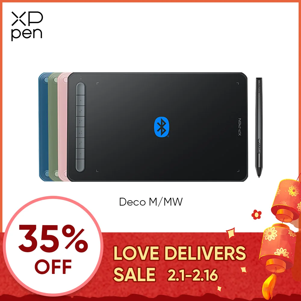 Xppen Deco M/ Mw Tablet Da Disegno Digitale Wireless Tablet Grafico Da 8*5 Pollici Bluetooth V5.0 Inclinabile Supportato Windows Mac Android