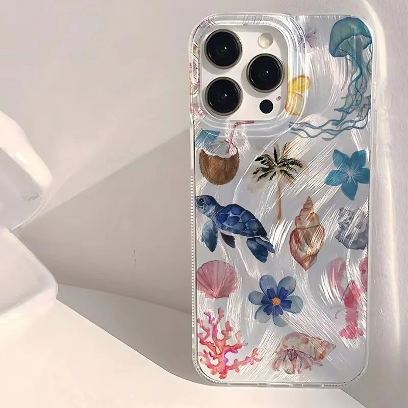 Marine Life Jellyfish Clear Luster Feather Phone Case