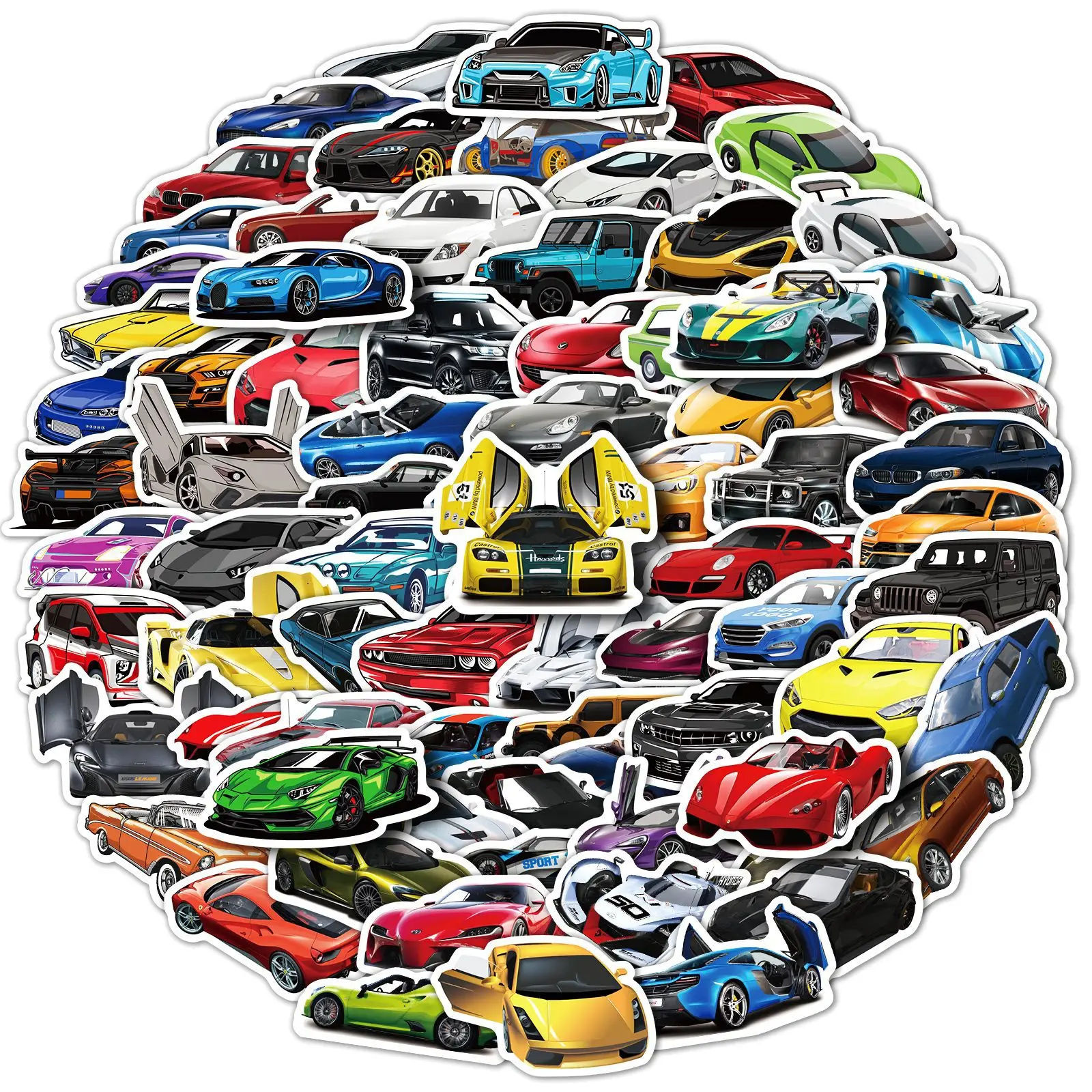 

100pcs Supercar Waterproof Stickers for Kids Korean Stationery Kawaii Cute Stickers Scrapbooking Supplies Children's Stickers