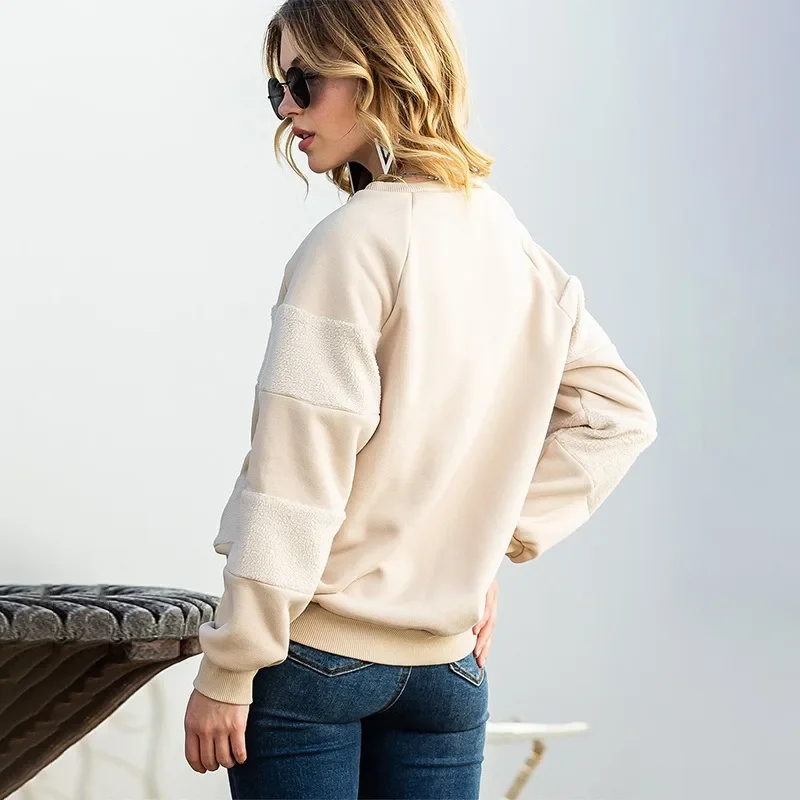 2024 New Women's Patchwork Striped Pullovers O Neck Fashion Sweatshirts Loose Casual Long Sleeve Tops Oversize Sweater NASY0023