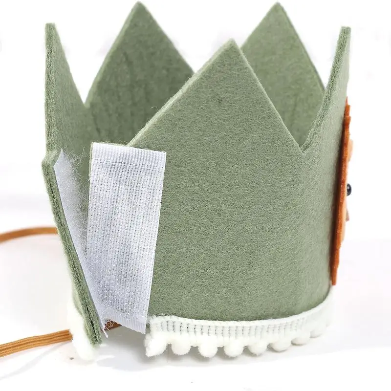 party hat birthday crown baby crown hat cartoon one year felt crown hats birthday party ONE lion animal jungle party hat kids baby shower happy 1st birthday decor
