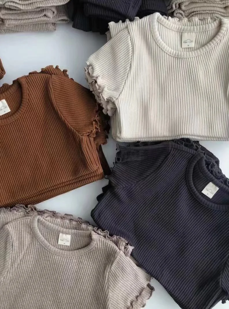 Jenny & Dave2023Japanese Summer New Children'S Wear Pippi Series All-Around Cotton Girls' Tinta Unita Pit Stripe Thread Short-Sgir