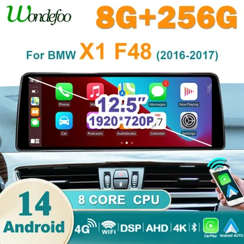 Pantalla de reproductor Multimedia de Radio de coche Android 14, Carplay inalámbrico de 12,5 pulgadas para BMW X1 F48 2016-2017 2din autoradio estéreo 4G LTE 1