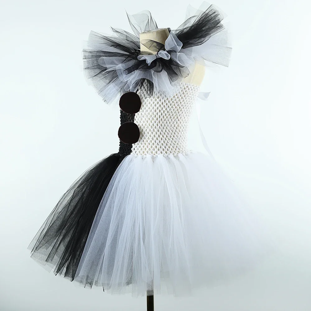 Terrifier Art The Clown Costume Girl Black White Fancy Tutu Dress Horror Joker Dress for Kids Halloween Carnival Party Costumes 4
