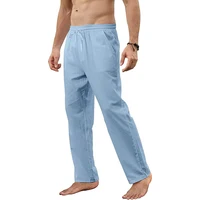 Pantalon en coton et lin pour hommes, ample, respirant, décontracté, couleur unie, Long, grande taille, Streetwear, Fitness, léger, Yoga 4