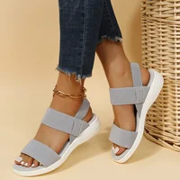 Sandales élégantes à talon bas pour femmes, chaussures orthopédiques à bout ouvert, couleur unie, nouvelle collection 2023, grandes tailles 25-45, chaussures décontractées à talon plat et épais 1