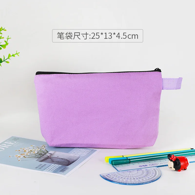 Colorful Canvas Pencil Bag Coin Organizer Zipper Cosmetic Bag Stationery Storage Pouch Girls Makeup Brushes Lipsticks Bags cosmetic bag coin purse coin wallet change bag
