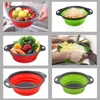 Silicone Round Folding Vegetable Fruits Washing Drain Basket Collapsible Colander Strainer Basket Kitchen Gadgets 4
