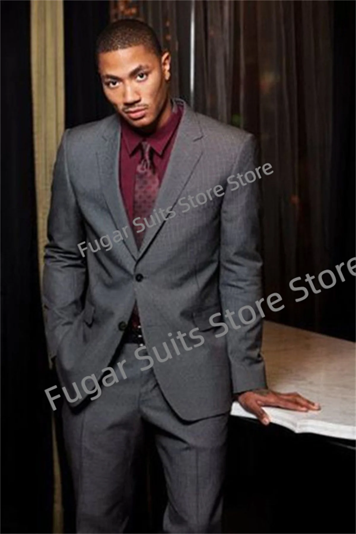 2023 Luxuly Grey Wedding Suit For Men Slim Fit Notched Lapel Groom Formal Tuxedos2Pieces Sets Business Male Blazer Costume Homme