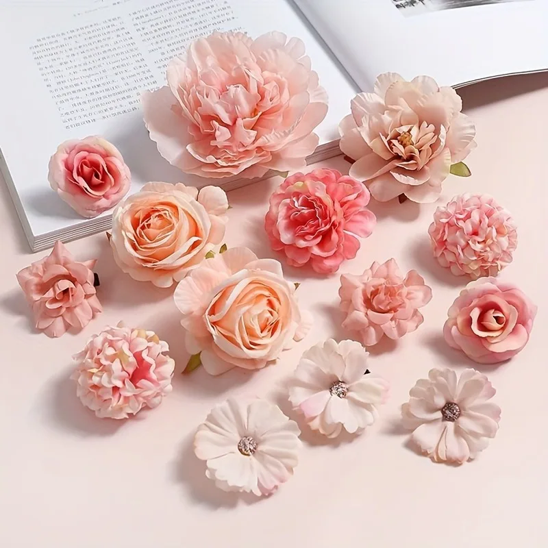 혼합 장미 인공 꽃 실크 가짜 꽃 머리 홈 룸 장식 웨딩 장식 DIY 공예 갈 랜드 선물 액세서리