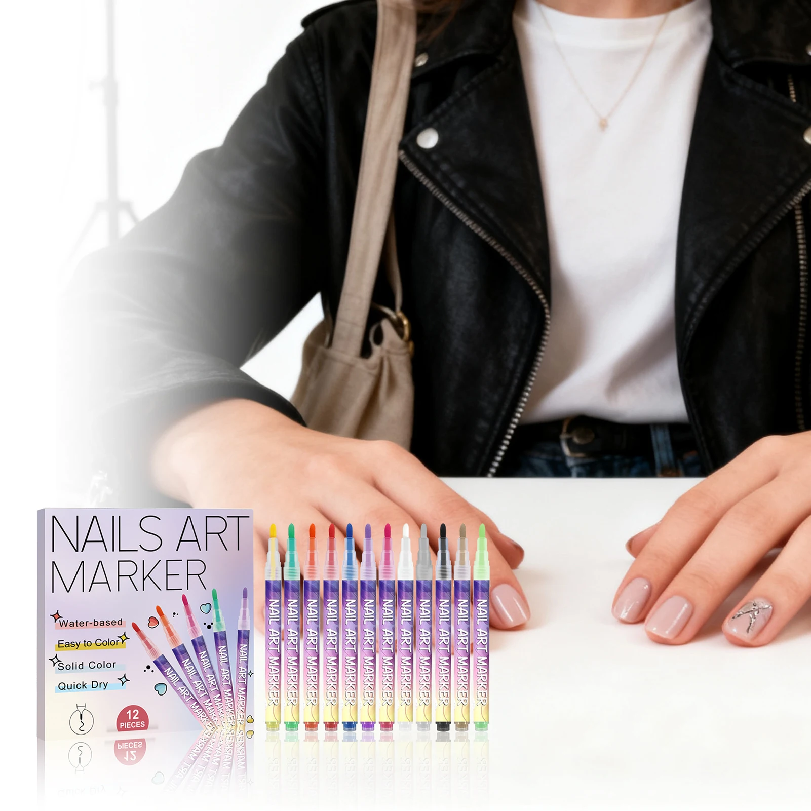 12Pcs Nail Art Pens with Fine Tips