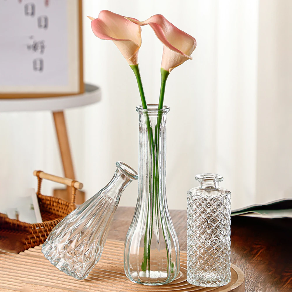 1pcs Nordic Creative Transparent Vases Glass Bottle Flower Pot Hydroponic Terrarium Arrangement Container Table Vase Decor