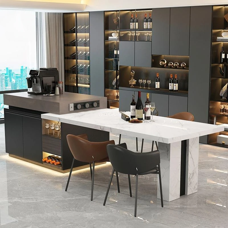 Island table integrated household down table light luxury guide plus kitchen island cabinet separate rock slab bar