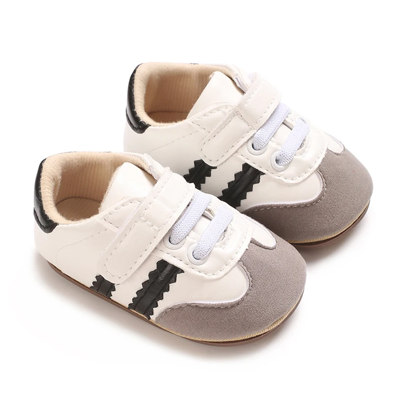 Description Picture 5 of itemInfant Toddler Casual Sneakers - Fashion Minimalist Stripe Pattern, Non-Slip Rubber Sole Soft Fabric Insole Low Top PU Upper Dai