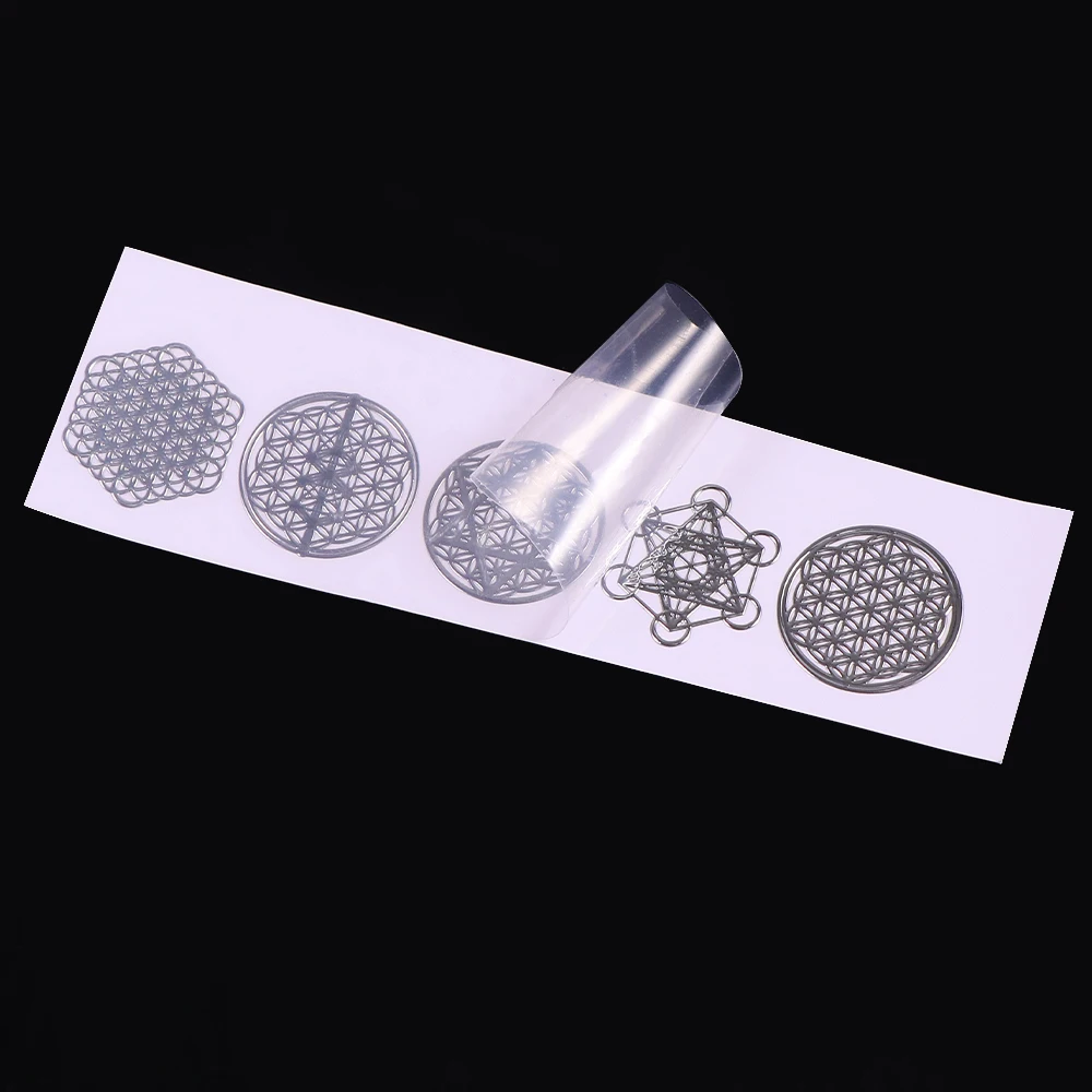 New Geometric Pattern Metal Energy Copper Stickers Flower Life Tree Pyramid For Epoxy Resin Material Jewelry Making Decoration
