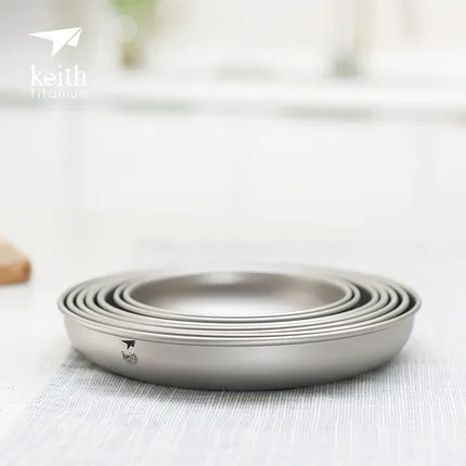 Keith Titanium Plate Camping Titanium Dishes Saucer Outdoor Tableware Camping Plates Cutlery