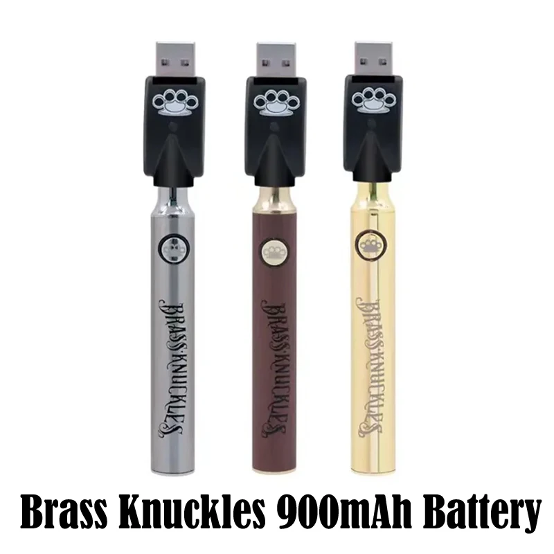 

10-30pcs Brass Knuckles 900mAh Preheat Battery Vape Pen Variable Voltage 3.2V-4.4V Rechargeable 510 Thread E-Cigarette