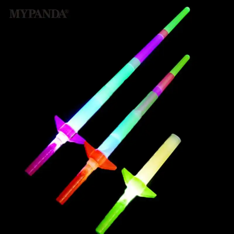 

Rainbow LED Glow Sword Extendable Light Up Toys Flashing Wands Led Sticks Party 4 Section Colorful Glow Sticks Kids Toy