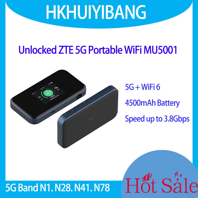 Unlocked ZTE 5G Pocket WiFi MU5001 4500mAh Wi Fi 6 5G Mobile Hotspot 3 8Gbps X55