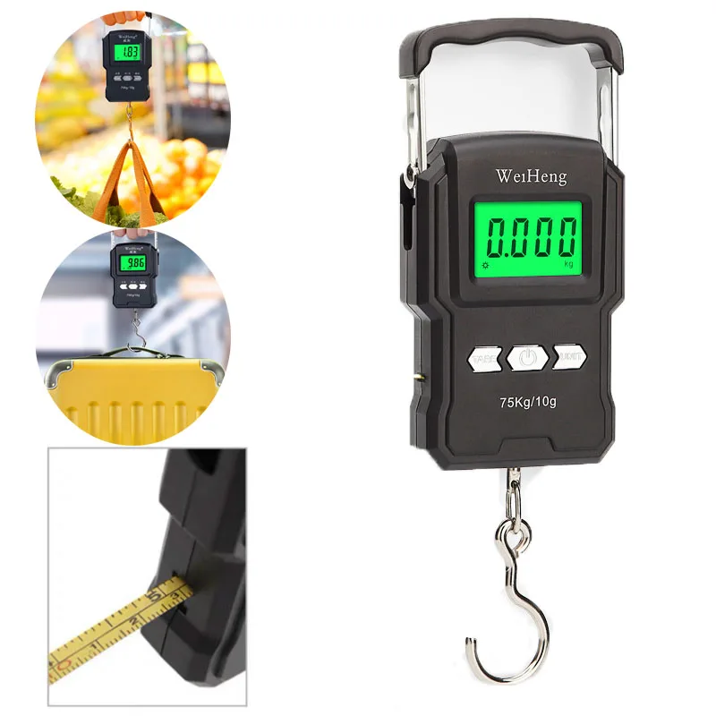 

75KG Portable High Precision Digital Pocket Scales Weighing Scales Balance Electronic Hanging Fishing Hook Scales Luggage Scale