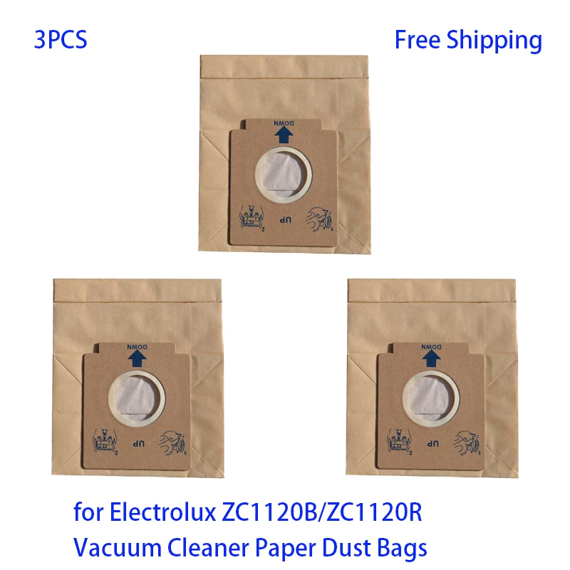3PCS Vacuum Cleaner Paper Dust Bag for Electrolux ZC1120Y/ZC1120H