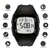 Men's Digital Watch, Outdoors Sports Waterproof Electronic Watches with LED Backlight 5D Pedometer Countdown Stopwatch Stopwatch 1