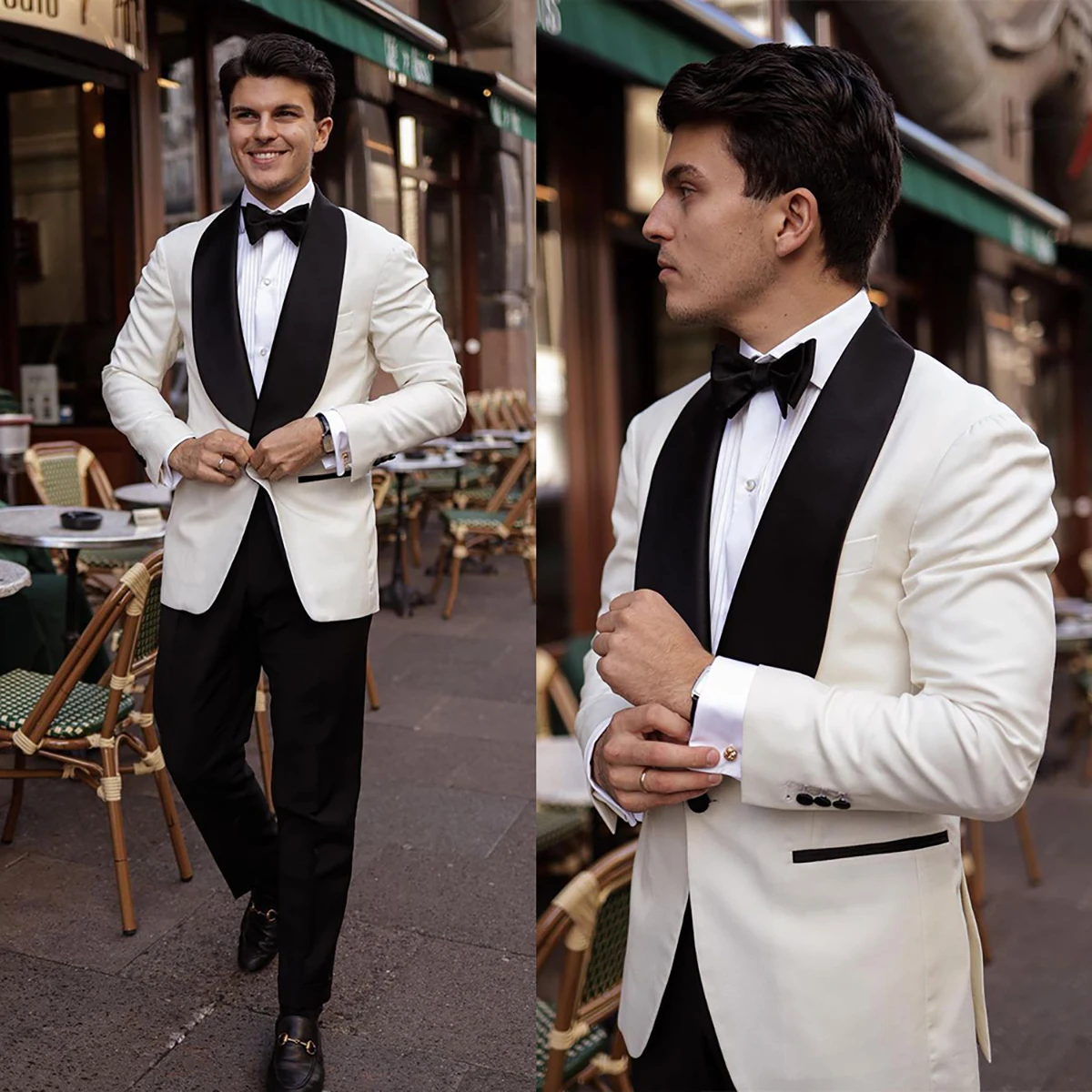 White Men Suit Tailor-Made 3 Pieces Blazer Vest Pants Single Breasted Peaked Lapel Fashion Business Wedding Groom Prom Tailored