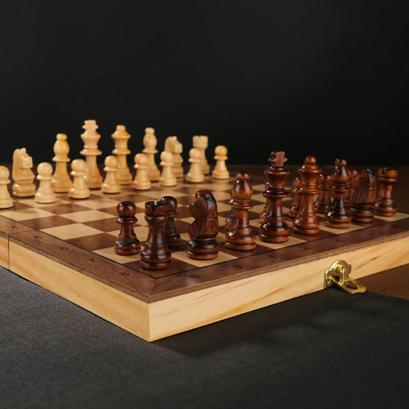 Juego De Ajedrez profesional clásico plegable para niños, juegos De mesa De Camping De madera decorativos De lujo, Piezas De Ajedrez, juego De rompecabezas