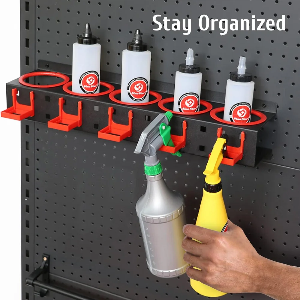 Wall Hanging Bottle Storage Rack Spray Bottle Holder Wall Mounted Tool Organizer Hanger Detailing Spray Can for Workplace Garage