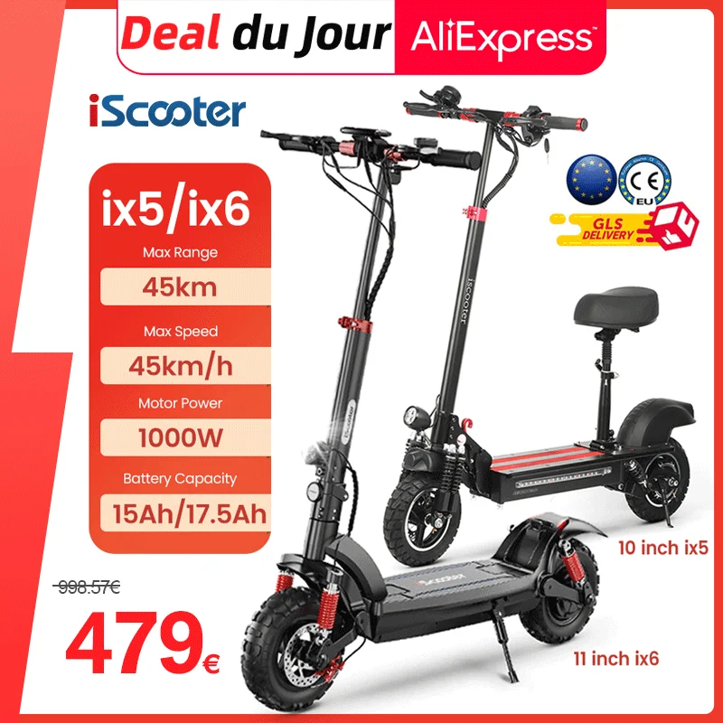 BAZARLAND30.Trottinette Électrique IX6 1000W, Antidérapante, Hors