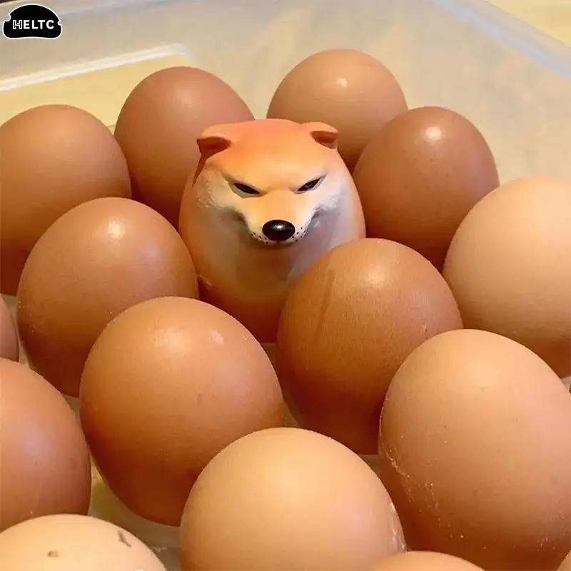 1PCS Creative Shiba Inu Egg Shape PVC Desk Decor Dog & Egg Union Ornament Crafts Dog Statue Ornament Miniature Figurines