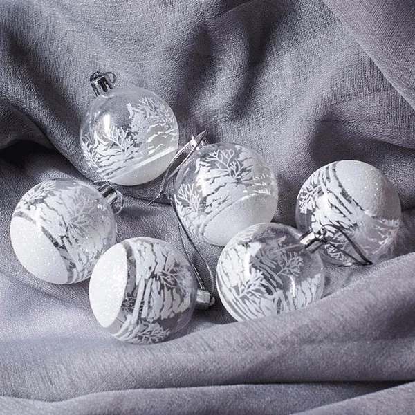 thumbnail image 1 of 6 bolas de Navidad blancas de plástico con forma de copo de nieve, adornos para árbol de Navidad, colgantes para decoración del hogar, fiestas de Navidad, 1 of 5