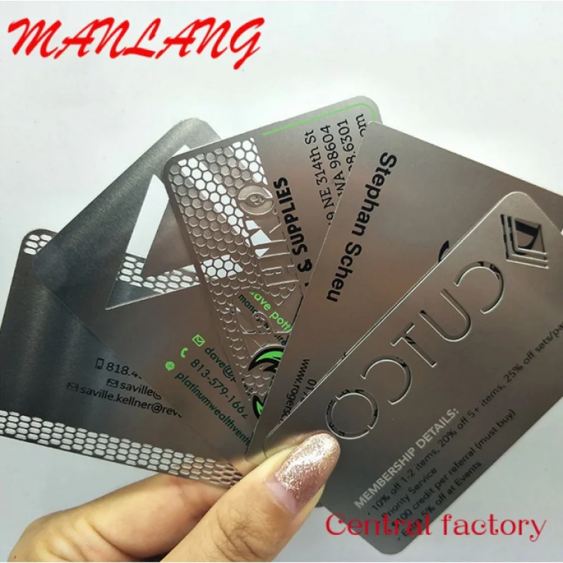 

Custom Custoized Personal Logo Durable Stainls Steel Credit Card Size etal Busins Card